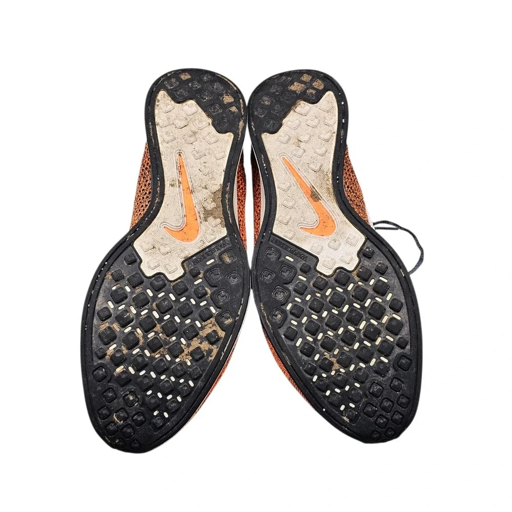 Nike Men's Size 15 Flyknit Racer Orange‎ Athletic Lightweight Running Shoes 2016